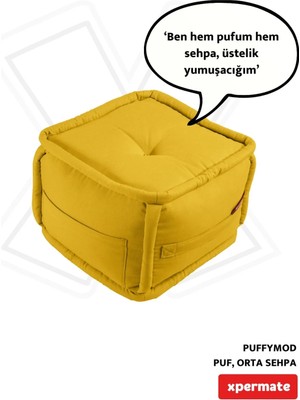 Maison Luré Dekoratif Kare Puf Bench 40X40X32 cm Sarı