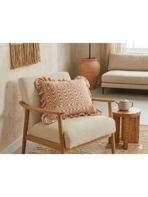 Maison Luré Dalga Desenli & Kenarı Fırfırlı Dekoratif Minder Kılıfı 50X50 Sandalye Minderi
