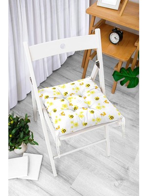 Maison Luré Arı Desenli Dijital Baskılı Pofidik Sandalye Minderi