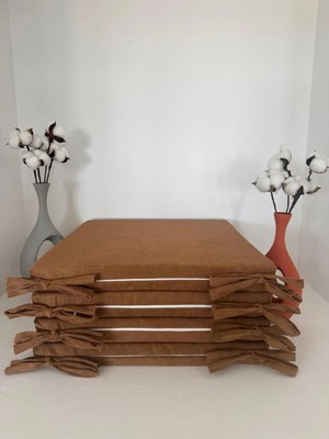 Maison Luré 40CMX40CM+4CM 4'lü Süngerli Sandalye Minderi Çıkarılabilir Kılıf Bağcıklı
