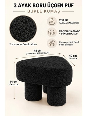 Maison Luré Üçgen Puf Bukle Kumaş Siyah Puf & Bench