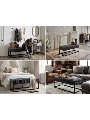 Maison Luré Dekoratif Bench Ayak Ucu Puf Kapı Önü Puf Salon Dekor Puf & Bench