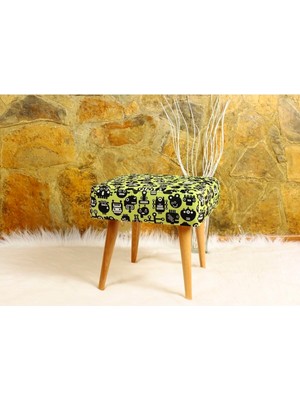Maison Luré Dokuma Kumaşlı Masif Retro Puf 40CM x 40CM Sarı Puf & Bench