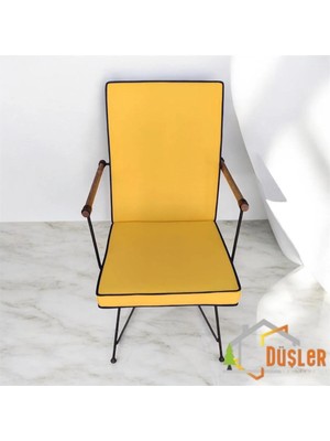 Maison Luré 40X90 Sarı Renkli Lacivert Biyeli Sırtlı Sandalye Minderi
