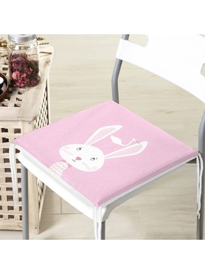 Maison Luré Sevimli Tavşan ve Leylek Desenli Çocuk Odası Fermuarlı Sandalye Minderi