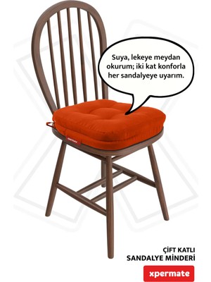 Maison Luré Sandalye Minderi 42X42X8 cm Çift Kat Pofuduk Fermuarlı Leke Tutmaz Kiremit