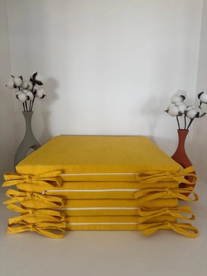 Maison Luré 40CMX40CM+4CM 4'lü Süngerli Sandalye Minderi Çıkarılabilir Kılıf