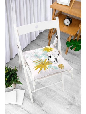 Maison Luré Tropik Yaprak Motifli Pofidik Sandalye Minderi