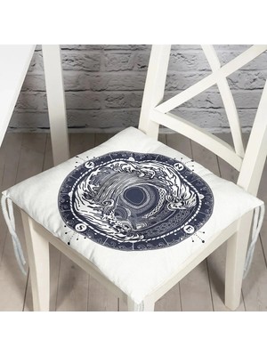 Maison Luré Lacivert Pusula Motifli Pofidik Sandalye Minderi