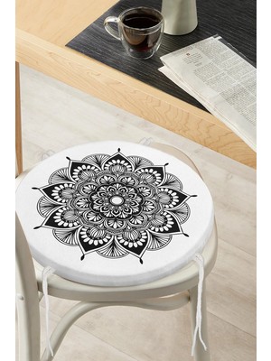 Maison Luré Çiçek Mandala Desenli Yuvarlak Fermuarlı Sandalye Minderi