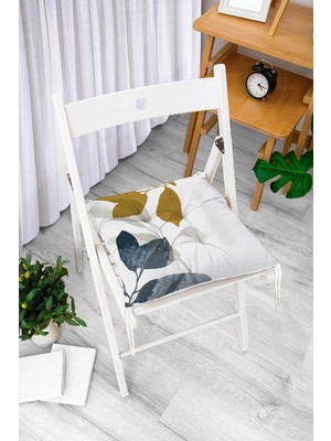 Maison Luré Yaprak Motifli Dijital Baskılı Modern Pofidik Sandalye Minderi