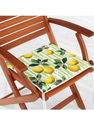 Maison Luré 3 Boyutlu Limon Desenli Dijital Baskılı Fermuarlı Sandalye Minderi