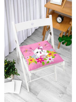 Maison Luré Sevimli Kedi Desenli Modern Pofidik Sandalye Minderi