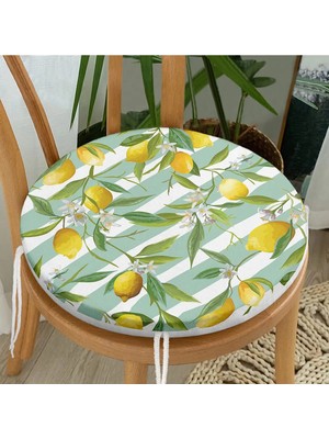 Maison Luré Limon Desenli Yuvarlak Fermuarlı Sandalye Minderi