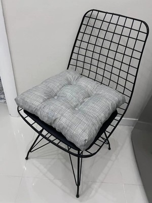 Maison Luré Açık Gri Düğmeli Bağcıklı Dekoratif Sandalye Minderi 40X40CM