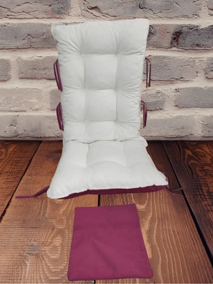 Maison Luré Sallanan Sandalye Minderi Çift Renkli Tek Cepli Krem-Bordo