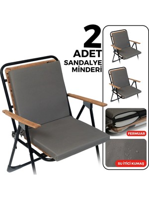 Maison Luré 2’li Arkalıklı Sandalye Minderi Bağcıklı Fermuarlı Yıkanabilir 40X40 Antras