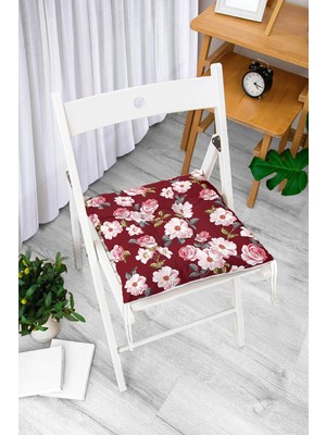 Maison Luré Çiçek Desenli Dijital Baskılı Pofidik Sandalye Minderi