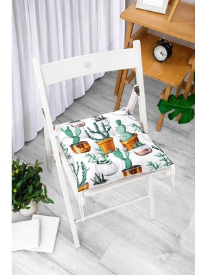 Maison Luré Kaktüs Baskılı Dekoratif Kare Sandalye Minderi