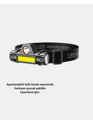 Lexroo Profesyonel Şarjlı LED Kafa Lambası – Uzun Mesafe + Ortam Aydınlatması