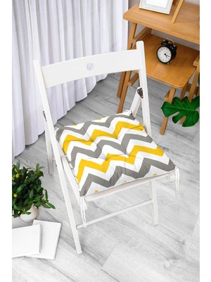 Maison Luré Zigzag Desen Dijital Baskılı Kare Sandalye Minderi