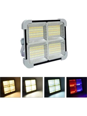 Lexroo Seyyar Solar LED Projektör Gri Renk Cata 200W Güneş Enerjili Portatif LED Işık Taşınabilir