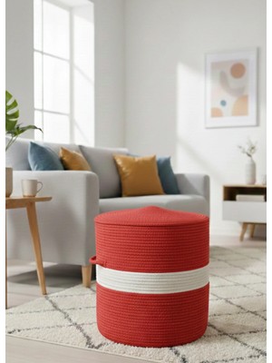 Maison Luré Modern Yumuşak Jüt Puf Dekoratif El Örmesi Silindir Tabure Puf & Bench