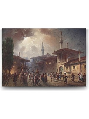 Marmara Avm Osmanlıda Çarşı Meydanı Tablosu, 75X50 cm