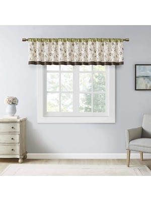 Lexroo Serene Nakış Oda-Koyu Saçaklı Pencere Işlem Çubuğu Cep/arka Sekme Kısa Drape, 127 x 45 cm
