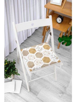 Maison Luré Mermer Motifli Fermuarlı Dekoratif Sandalye Minderi