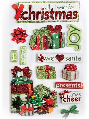 Lexroo 3D Çıkartmalar 4,5"x8,5"-All I Want For Christmas