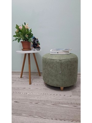 Maison Luré Yuvarlak Nubuk Kumaş Puf Koltuk Tabure Puf & Bench
