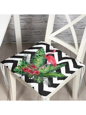 Maison Luré Flamingo ve Yapraklar Tasarımlı Pofidik Sandalye Minderi
