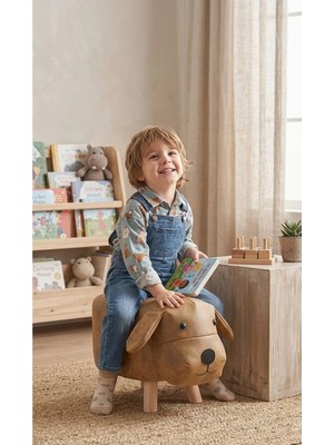 Maison Luré Sevimli Pati Puf Köpek Çocuk Oturağı Ahşap Ayaklı Puf & Bench