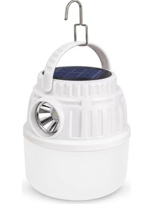 Marmara Avm Güneş Enerjili Şarjlı Kamp Lambası, Powerbank Özellikli Kablosuz Asılabilir LED Işık, 30W Beyaz Işıklı Telefon Şarjlı El Feneri Ev Balkon Bahçe Karavan Seyahat Için