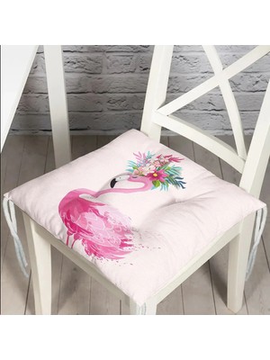 Maison Luré Pembe Flamingo Motifli Dijital Baskılı Pofidik Sandalye Minderi