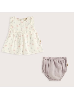 Chakra Magic Sea Dress And Bloomers Set Ecru/lilac