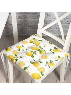 Maison Luré Limon Desenli Ilkbahar Renkleri Dijital Baskılı Pofidik Sandalye Minderi