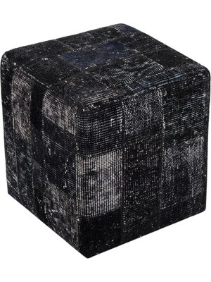 Maison Luré Eşsiz El Dokuma Gri Kendir Kilim Kare Puf Puf & Bench