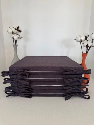 Maison Luré 40CMX40CM+4CM 4'lü Süngerli Sandalye Minderi Çıkarılabilir Kılıf Bağcıklı