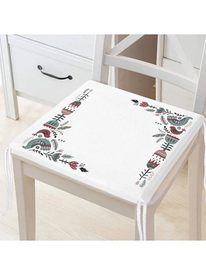 Maison Luré Kuş Çiçek Motifli Dijital Baskılı Fermuarlı Sandalye Minderi