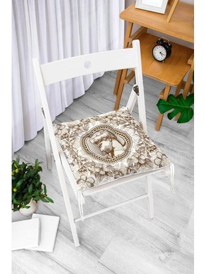 Maison Luré Çiçek & Portre Desenli Dijital Baskılı Modern Pofidik Sandalye Minderi
