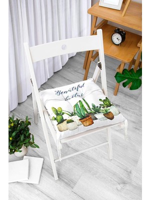Maison Luré Cactus Baskılı Dijital Pofidik Sandalye Minderi