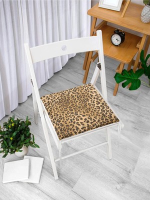 Maison Luré Leopar Desenli Dijital Baskılı Fermuarlı Sandalye Minderi