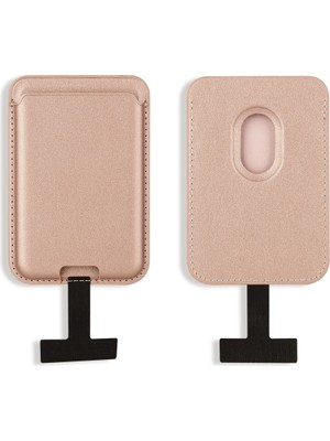 Lexroo Crd-09 Dahili Şarj Soket Aparatlı Magnetik Pu Deri Kartlık - Rose Gold