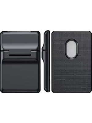 Lexroo Crd-05 Sade Tasarımlı 2 Hazneli Pu Magnetik Standlı Kartlık - Siyah