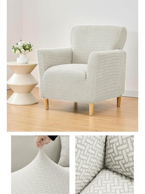 Brf Store Isoprıme Bibaha Tuğla Desen Jakarlı Tekli Koltuk Örtüsü Berjer Koltuk Kılıfı Krem 80 x 120