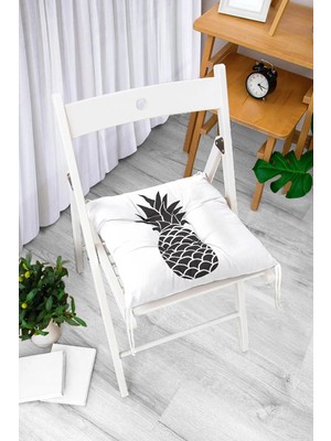Maison Luré Ananas Baskılı Pofidik Kare Sandalye Minderi