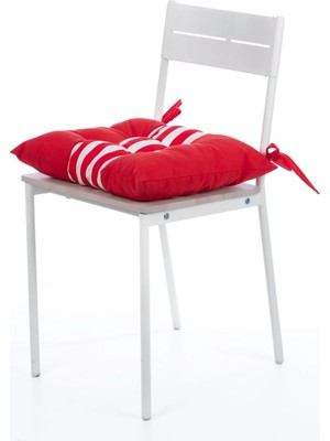 Maison Luré Kırmızı Çizgili 45X45 Minder Sandalye Minderi