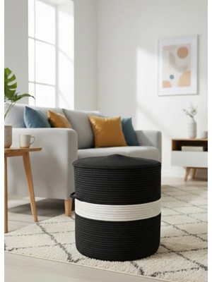 Maison Luré Modern Yumuşak Jüt Puf Dekoratif El Örmesi Silindir Tabure Puf & Bench